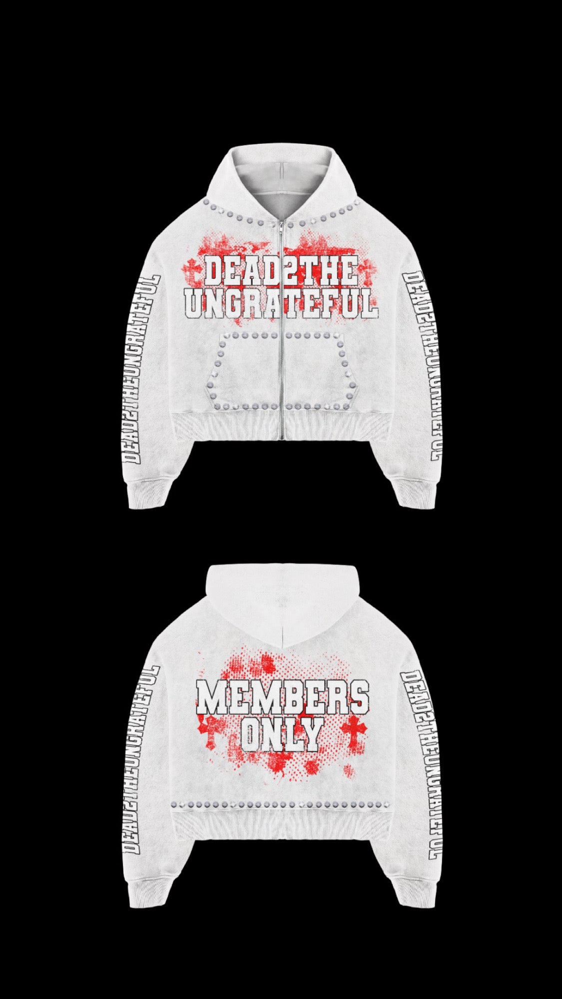 DEAD2THEUNGRATEFUL WHITE + RED ZIP-UP