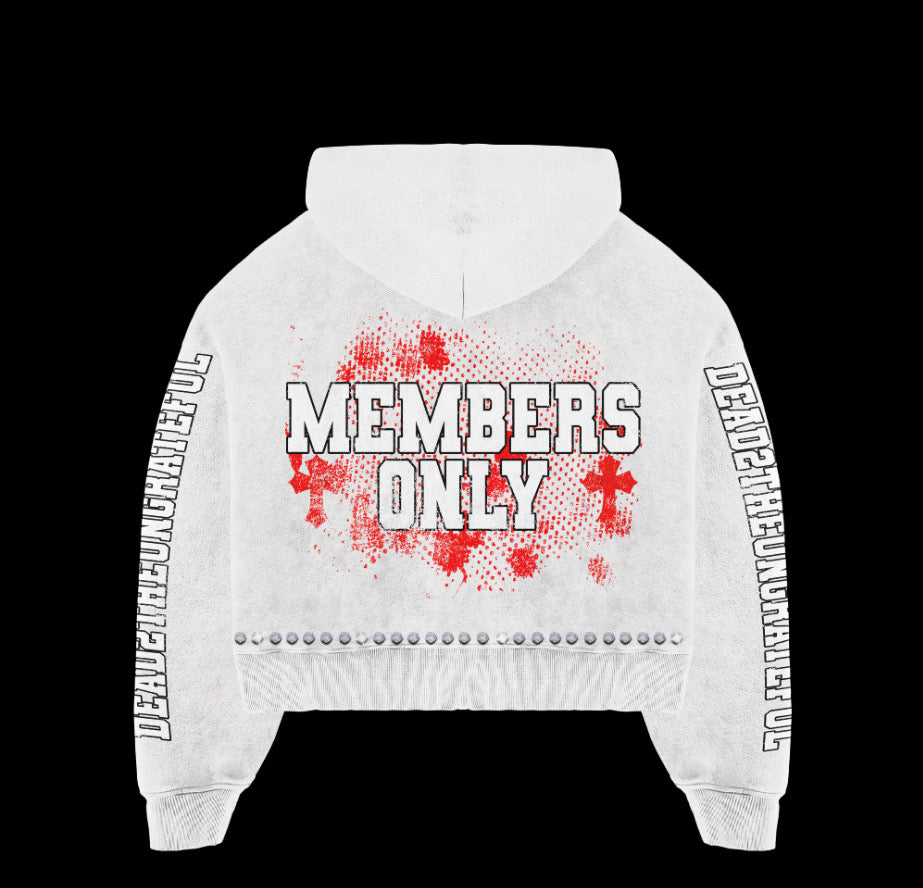 DEAD2THEUNGRATEFUL WHITE + RED ZIP-UP