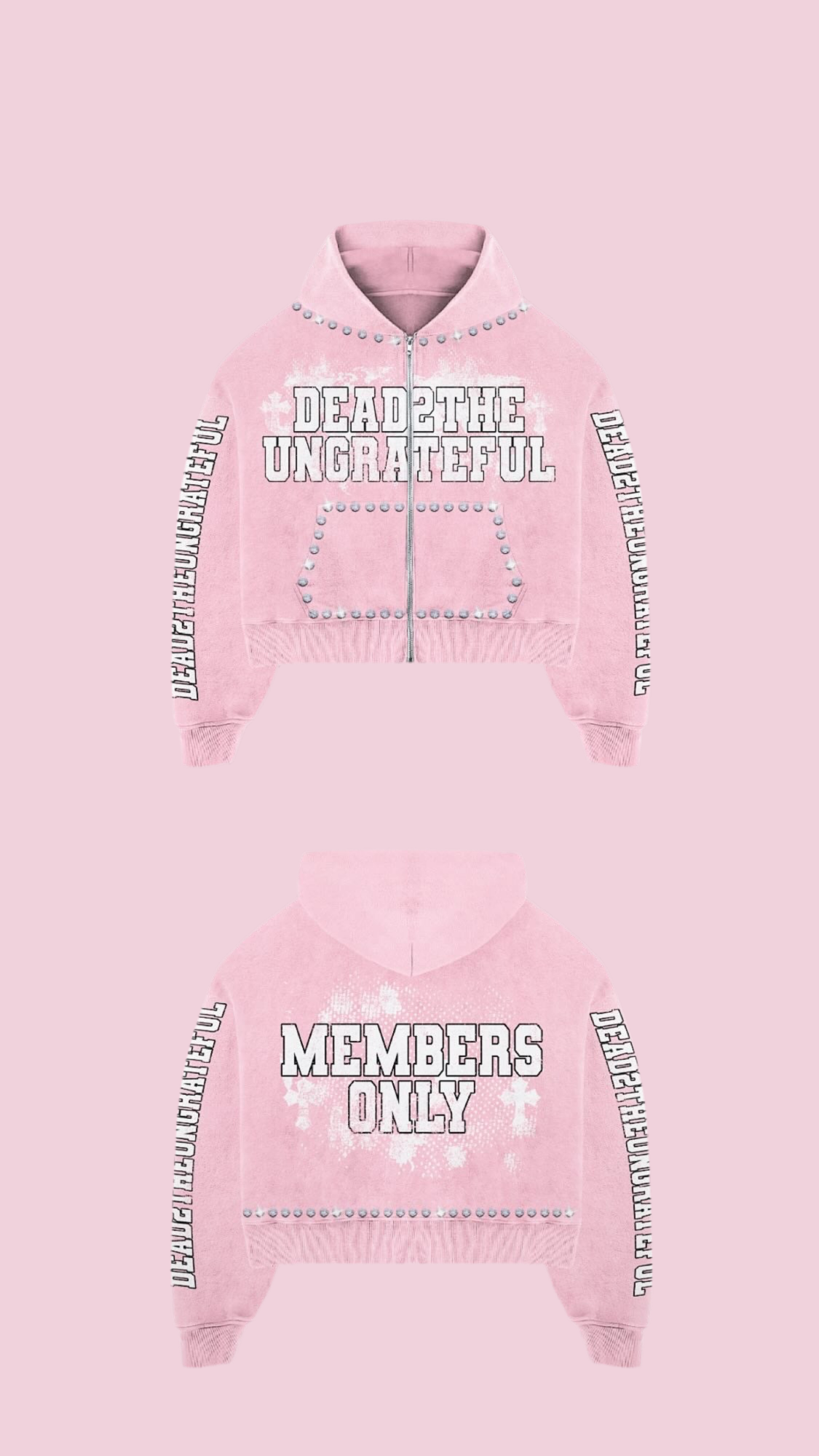 DEAD2THEUNGRATEFUL PINK+WHITE ZIP-UP *LIMITED EDITION*