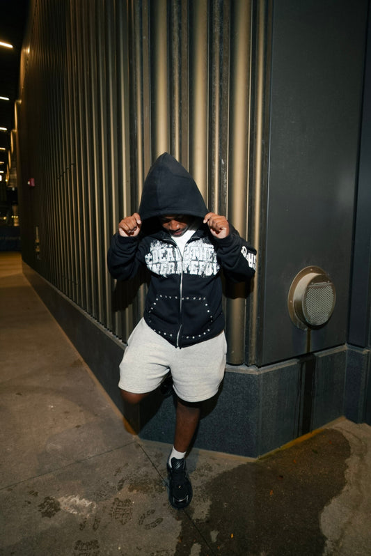 DEAD2THEUNGRATEFUL BLACK + WHITE ZIP-UP