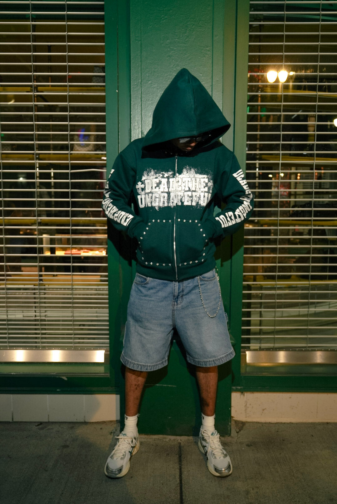 DEAD2THEUNGRATEFUL GREEN + WHITE ZIP-UP