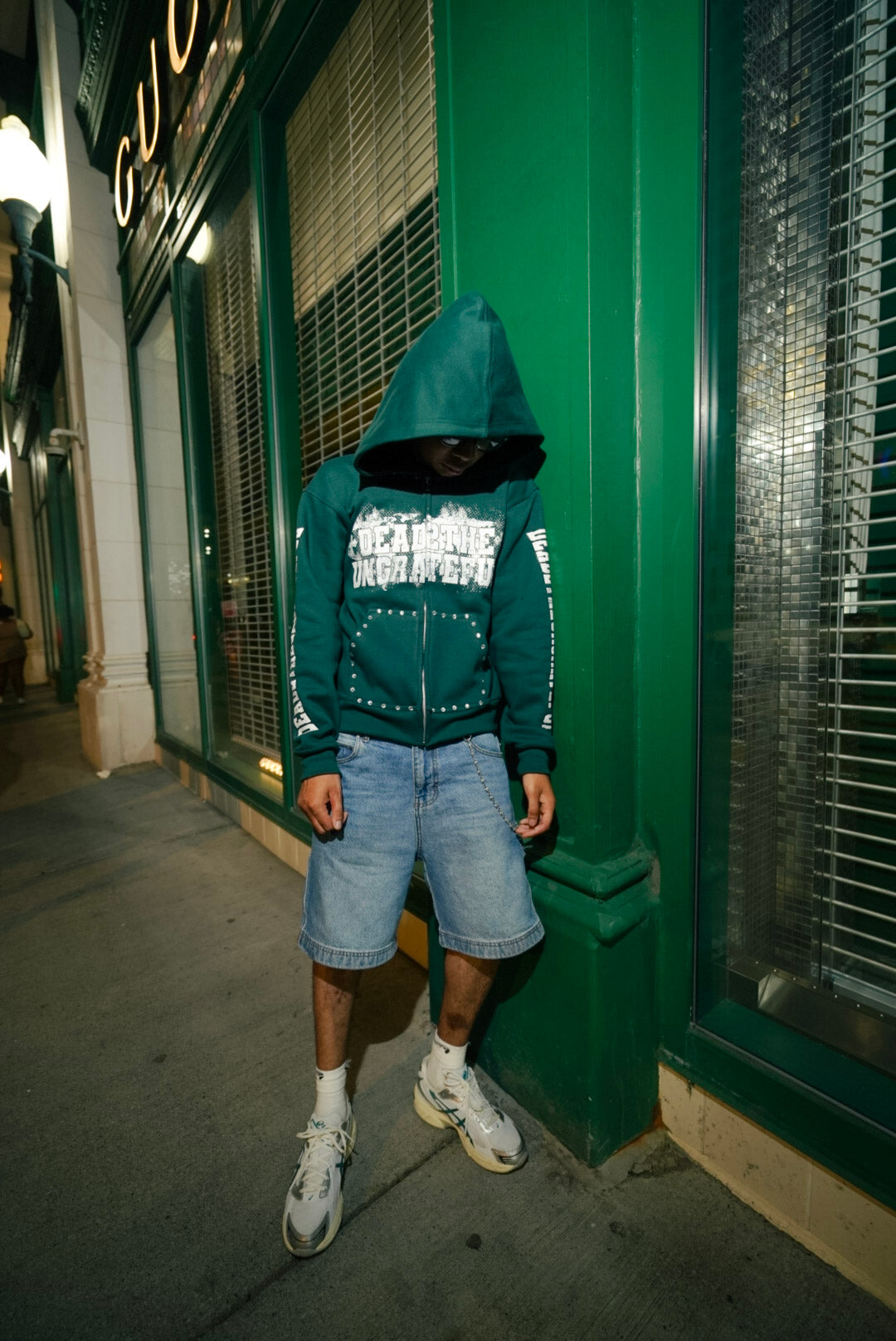 DEAD2THEUNGRATEFUL GREEN + WHITE ZIP-UP