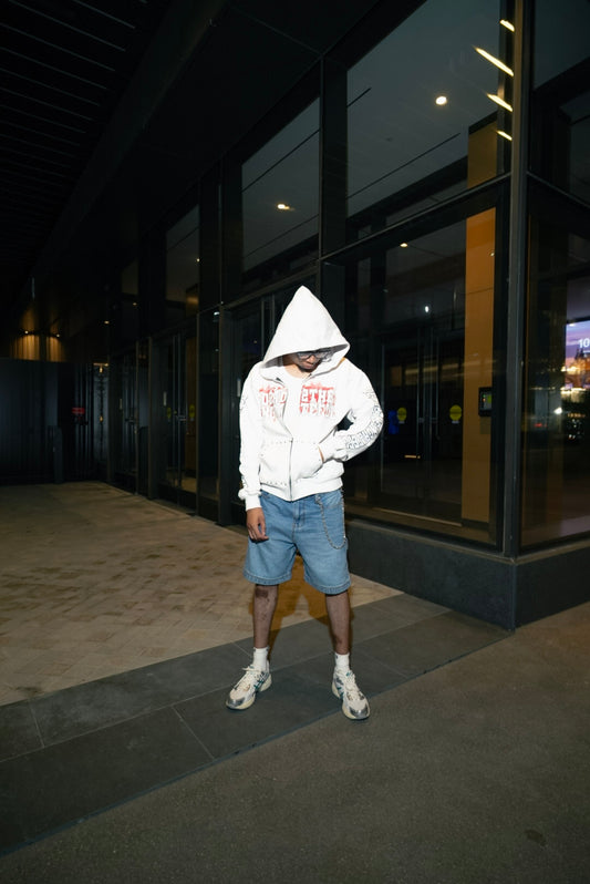 DEAD2THEUNGRATEFUL WHITE + RED ZIP-UP