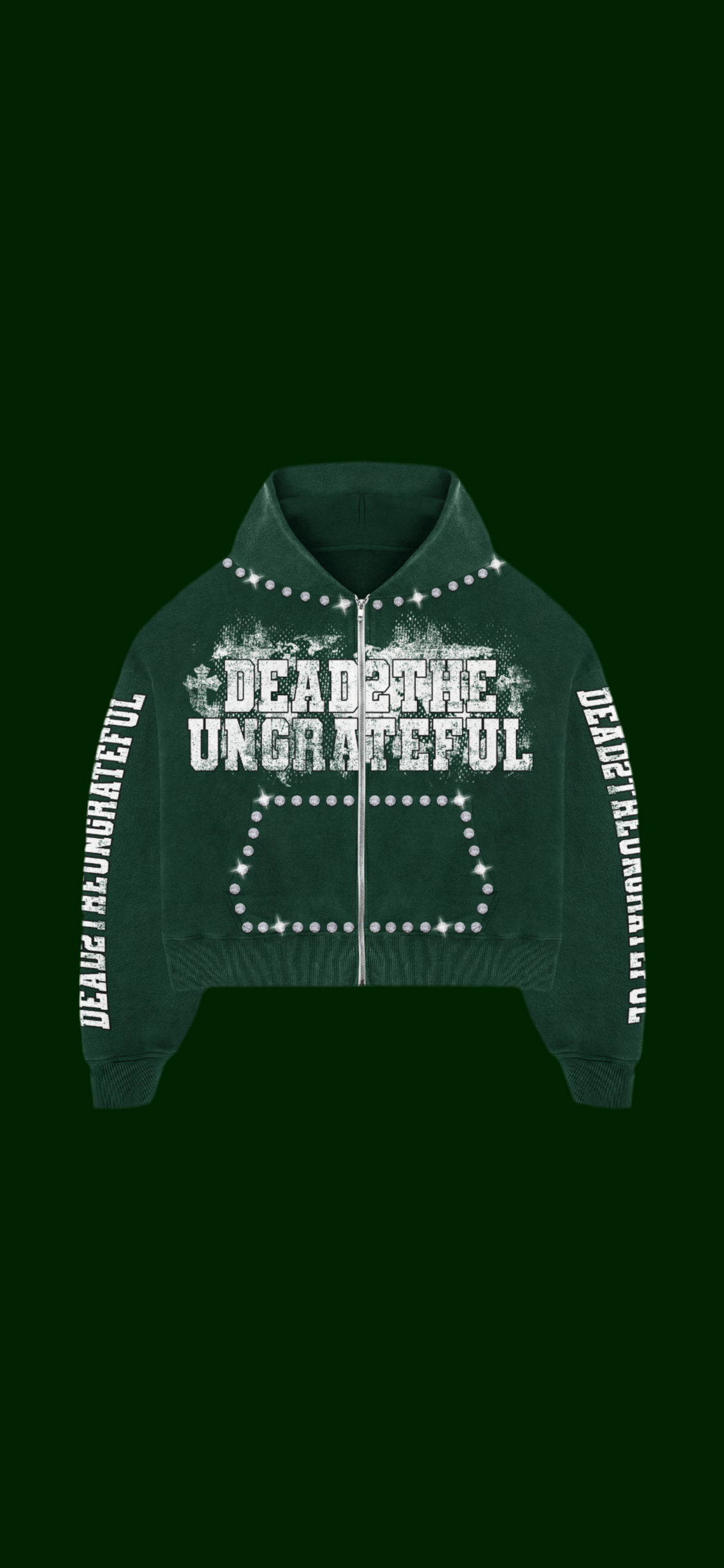 DEAD2THEUNGRATEFUL GREEN + WHITE ZIP-UP