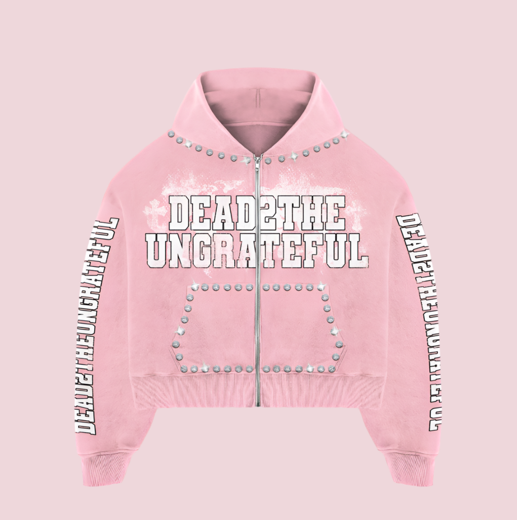 DEAD2THEUNGRATEFUL PINK+WHITE ZIP-UP *LIMITED EDITION*